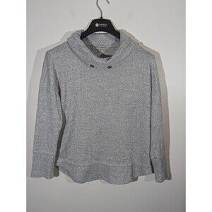 Absolutely Famous Grey Cowl Neck Grommet Sweater Medium